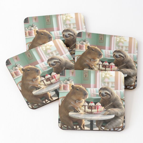 Item preview, Adorable Capybara and Sloth Share Banana Split designed and sold by Tridentulus.