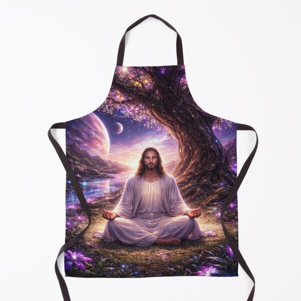 Item preview, Jesus Meditating Under the Tree of Life in a Cosmic Landscape designed and sold by ImaginingNebulae.