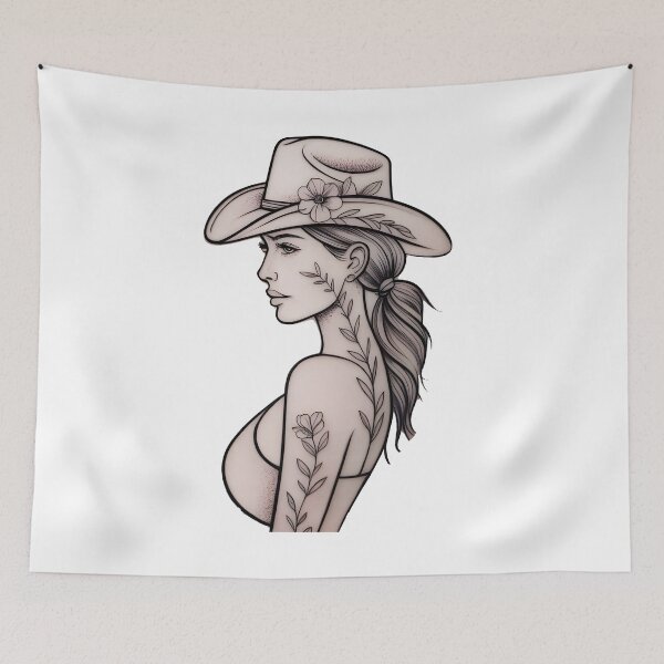 Item preview, Modern Cowgirl Minimalist tattoo cowgirl design designed and sold by Uglyandcute.