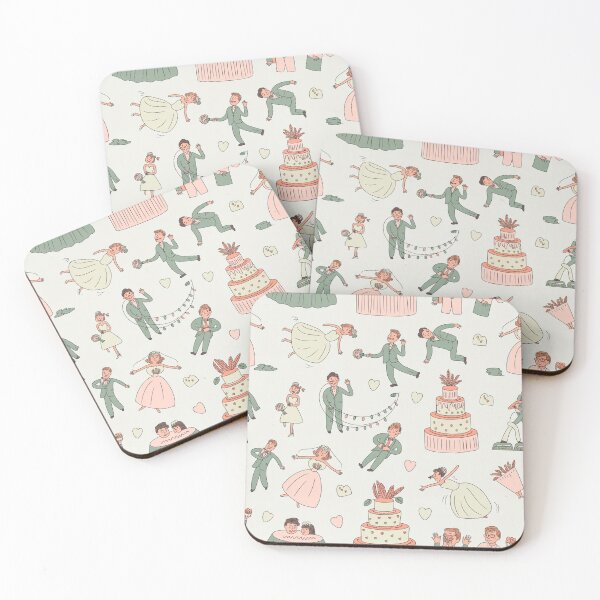 Item preview, Whimsical Wedding Reception Dance Pattern - Pastel Pink & Green Romance designed and sold by Midnight Veil Designs.