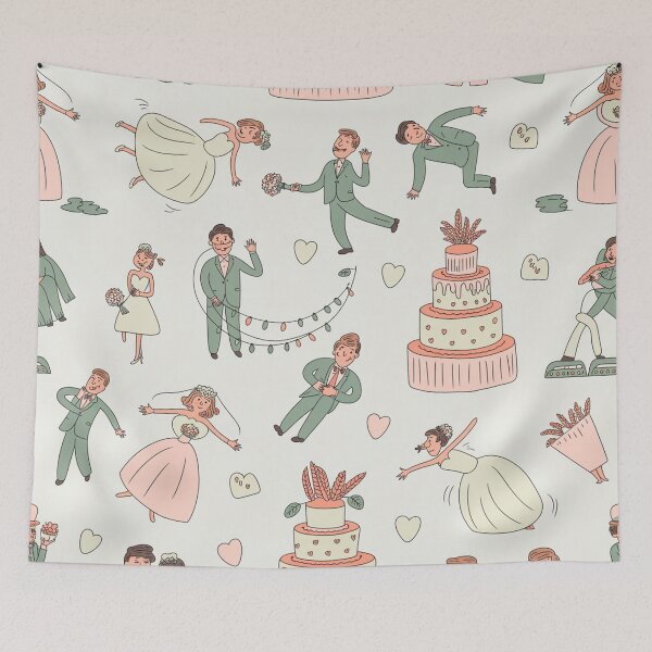 Item preview, Whimsical Wedding Reception Dance Pattern - Pastel Pink & Green Romance designed and sold by Midnight Veil Designs.