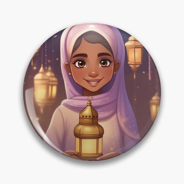 Item preview, Cute Muslim Girl Holding Ramadan Lantern with Festive Decorations Illustration designed and sold by WowDezign.