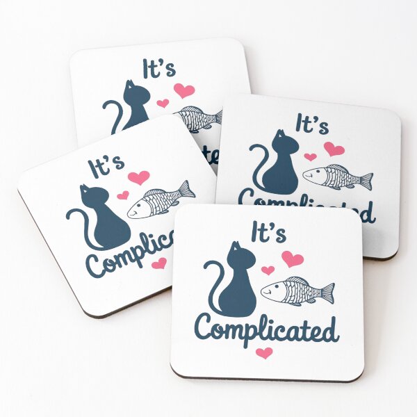 Item preview, It’s Complicated – Funny Cat and Fish Design | Cute Cat Lover Humor Art designed and sold by Irysek.