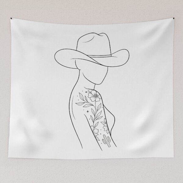 Item preview, Modern Cowgirl Minimalist tattoo cowgirl design designed and sold by Uglyandcute.