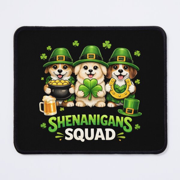 Item preview, Shenanigans Squad Funny St Patrick's Day Dog Shamrock designed and sold by Imaginarium Design.