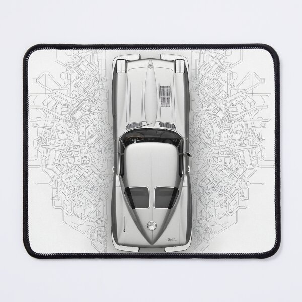 Item preview, Mercedes 300SL Gullwing Blueprint Poster – Classic Silver Sports Car Art designed and sold by Motorline44.