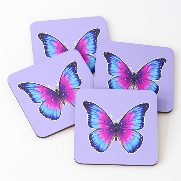 Item preview, “Vivid Blue and Pink Butterfly Art” designed and sold by Good Vibes .