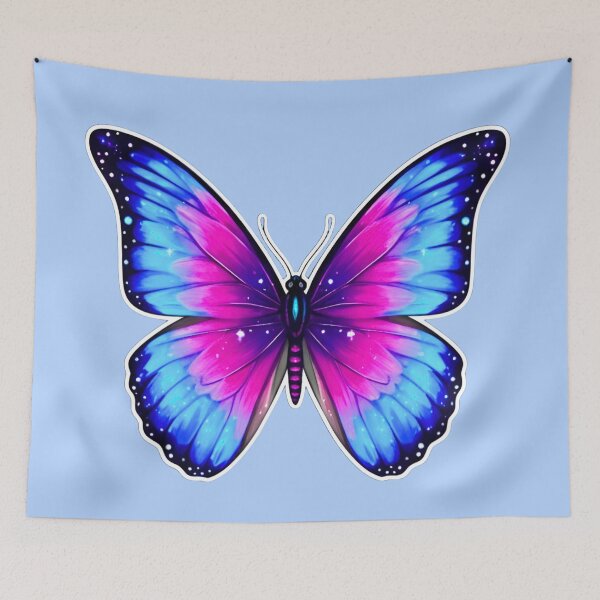 Item preview, “Vivid Blue and Pink Butterfly Art” designed and sold by Good Vibes .