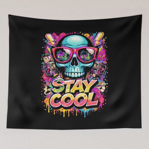 Item preview, Stay Cool Skull Graffiti Pop-Art Acid Graphic Neon Rebel designed and sold by Thread-Riot.