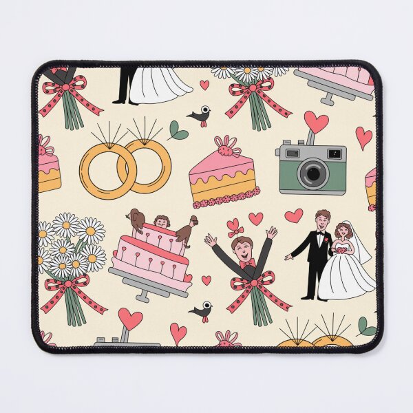 Item preview, Joyful Whimsical Wedding Pattern - Daisies, Cakes, Rings & Happy Couples designed and sold by Midnight Veil Designs.