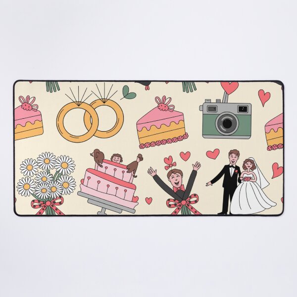 Item preview, Joyful Whimsical Wedding Pattern - Daisies, Cakes, Rings & Happy Couples designed and sold by Midnight Veil Designs.