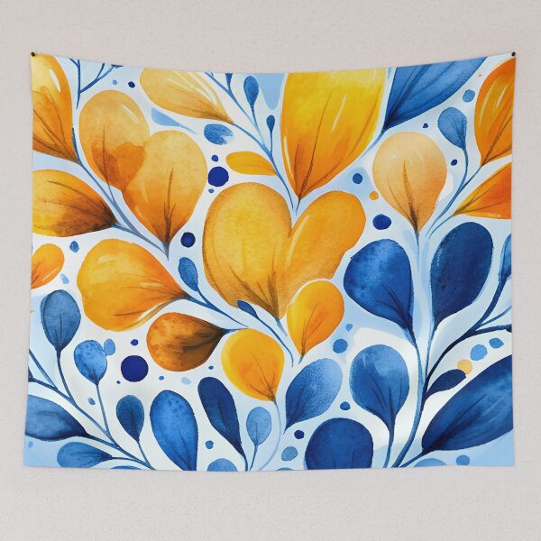 Item preview, Heart №43 Ethereal Watercolor Blue and Orange Leaf Heart designed and sold by SyberGen.