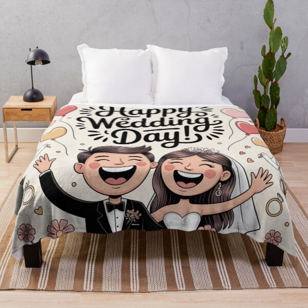 Item preview, Happy Wedding Day! Joyful Laughing Bride & Groom Illustration designed and sold by Midnight Veil Designs.
