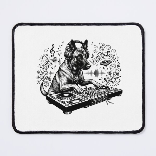 Item preview, DJ Dog – Malinois Turntable Vibes | Streetwear Music Graphic designed and sold by Beats & Barks.