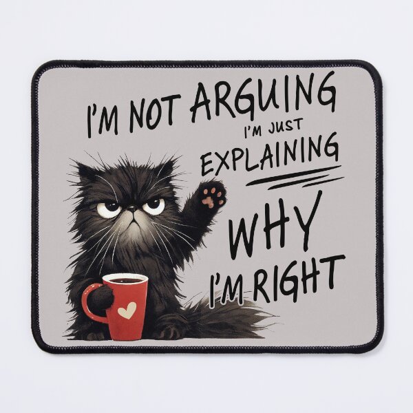 Item preview, I'm Not Arguing I'm Just Explaining Why I'm Right Shirt – Funny Black Cat With Coffee Mug designed and sold by Solid Sarcasm.