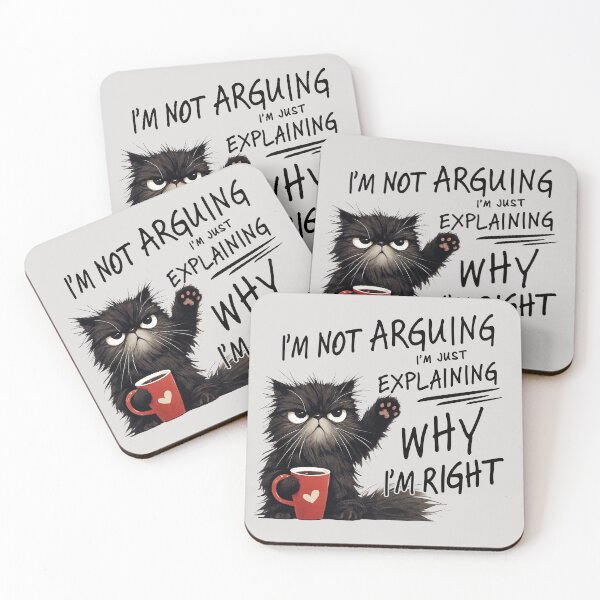 Item preview, I'm Not Arguing I'm Just Explaining Why I'm Right Shirt – Funny Black Cat With Coffee Mug designed and sold by Solid Sarcasm.