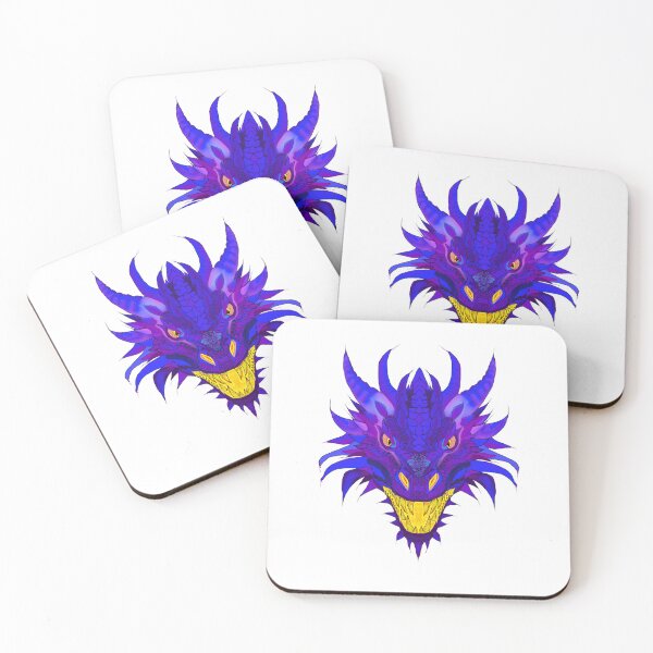 Item preview, Electric Cobalt Wyrm - Royal Purple Dragon Head Art designed and sold by ReignDesignsArt.