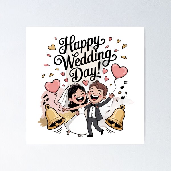 Item preview, Happy Wedding Day! Joyful Dancing Bride & Groom Celebration designed and sold by Midnight Veil Designs.