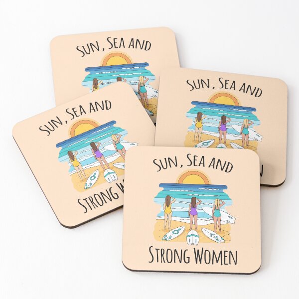 Item preview, Sun, Sea and Strong Women – Female Surf Beach Illustration designed and sold by Sea Gem.