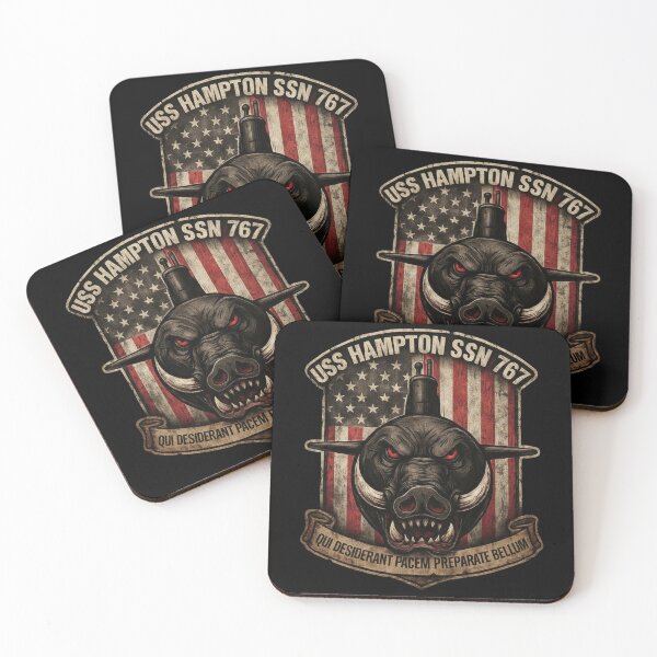 Item preview, USS Hampton SSN-767 Submarine Sticker – Navy Warthog Mascot Decal designed and sold by Warhead Collective.