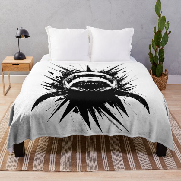 Item preview, Black and White Shattered Explosion Shark designed and sold by NeonTeePrint.