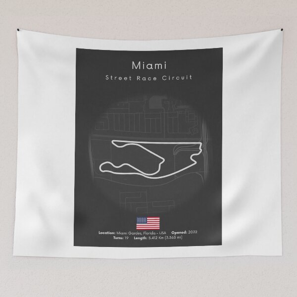 Item preview, Miami Street Circuit Map Poster Minimalist Race Track Art designed and sold by shopcanva.