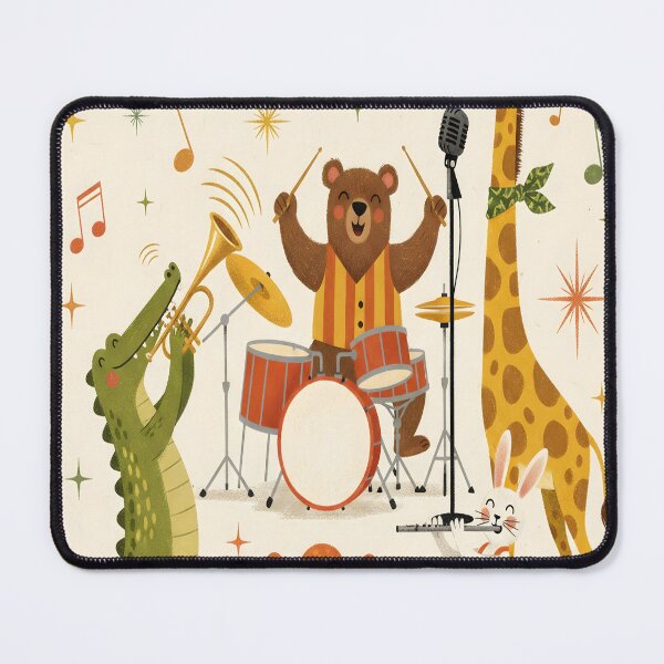 Item preview, Animal Music Band Nursery Art Retro Mid-Century Print designed and sold by shopcanva.