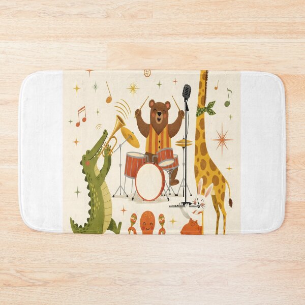 Item preview, Animal Music Band Nursery Art Retro Mid-Century Print designed and sold by shopcanva.