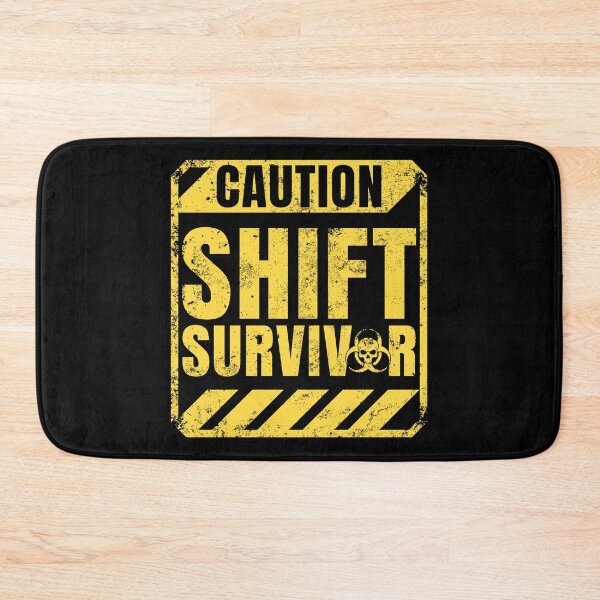 Item preview, Caution Shift Survivor Funny Hazard Work Sign designed and sold by NeonTeePrint.
