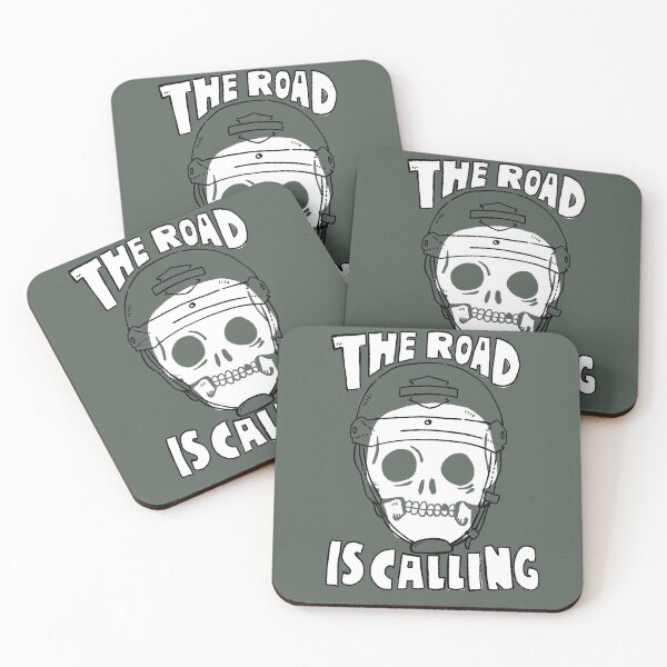 Item preview, The Road Is Calling Biker Skull Hand-Drawn Illustration designed and sold by RNASstuff.