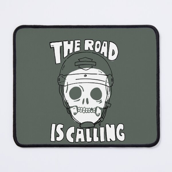 Item preview, The Road Is Calling Biker Skull Hand-Drawn Illustration designed and sold by RNASstuff.