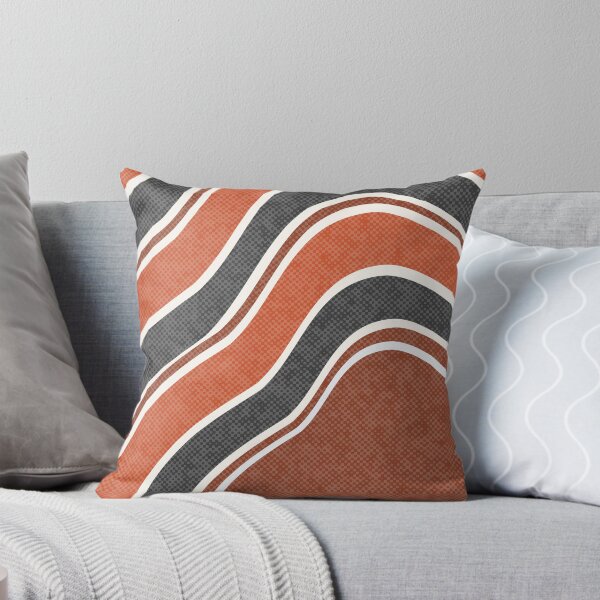Item preview, Terra Cotta Rust Black Retro Preppy Wavy Lines Pattern designed and sold by TackyTime.