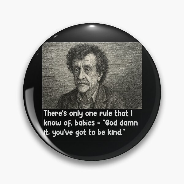 Item preview,  Vintage Vonnegut Portrait and Quote (WHITE) – Classic Essential Engraving Style Art Print "Babies You've Got To Be Kind" designed and sold by DiamondSkyShirt.