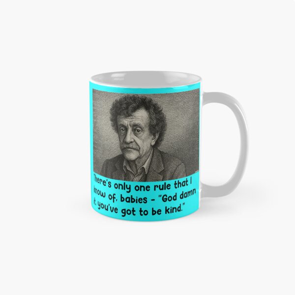 Item preview, Vintage Vonnegut and Quote – Classic Essential Engraving Style Art Print "Babies You've Got To Be Kind" designed and sold by DiamondSkyShirt.