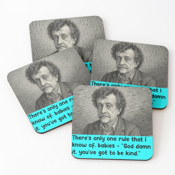 Item preview, Vintage Vonnegut and Quote – Classic Essential Engraving Style Art Print "Babies You've Got To Be Kind" designed and sold by DiamondSkyShirt.