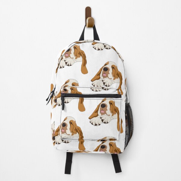 Artikelvorschau, Beige und weißer Basset Hound entworfen und verkauft von LeahcarsArt.
