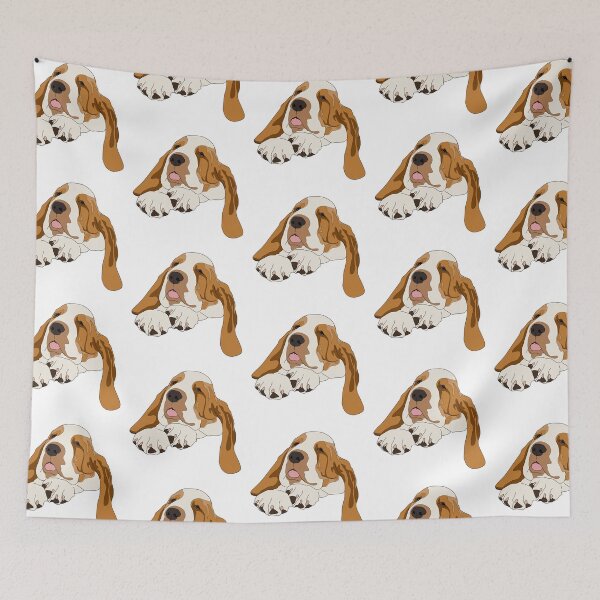 Item preview, Beige and white basset  hound designed and sold by LeahcarsArt.