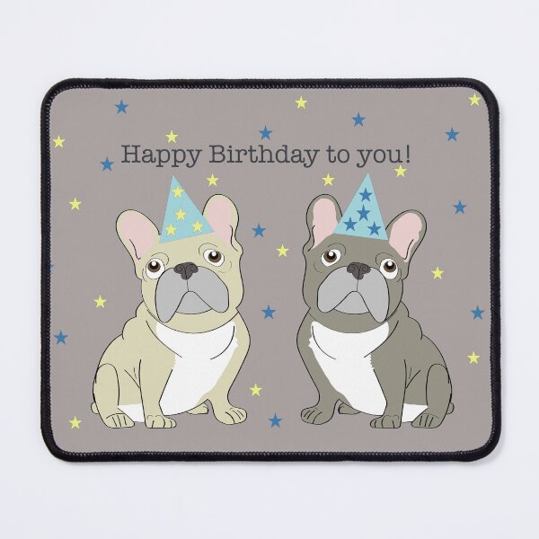 Item preview, Happy birthday French bulldogs designed and sold by Mountain-Point.