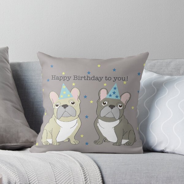 Item preview, Happy birthday French bulldogs designed and sold by Mountain-Point.