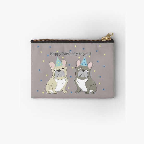 Item preview, Happy birthday French bulldogs designed and sold by Mountain-Point.