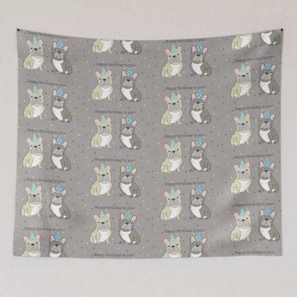 Item preview, Happy birthday French bulldogs designed and sold by Mountain-Point.