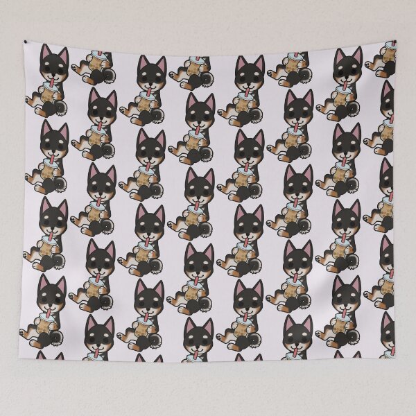 Item preview, Chibi Black Shiba Inu Drinking Boba designed and sold by virtualpaws.