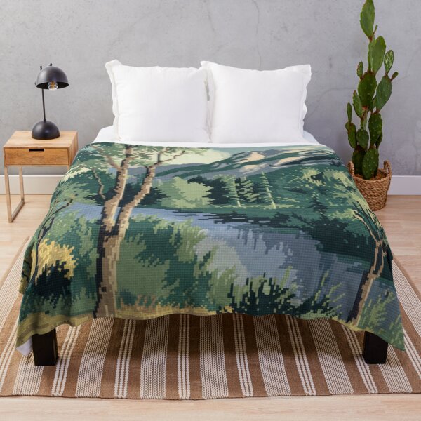 Item preview, French River Landscape Painting – Serene Countryside Nature Art designed and sold by CARRAANN.