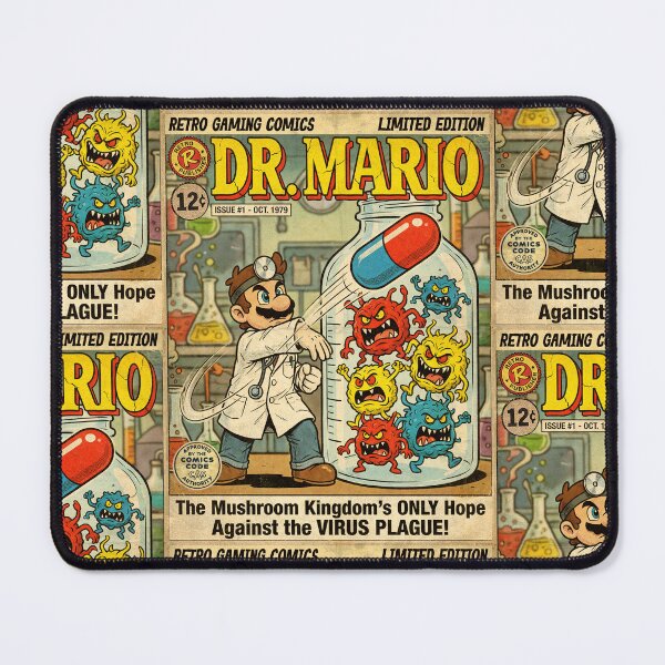 Item preview, Dr. Mario Retro Game Vintage Comic Cover Art designed and sold by Back2Collage.