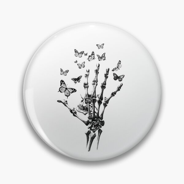 Item preview, Skeleton Hand with Butterflies – Dark Gothic Rebirth Tattoo Style Art designed and sold by inkoutninja.