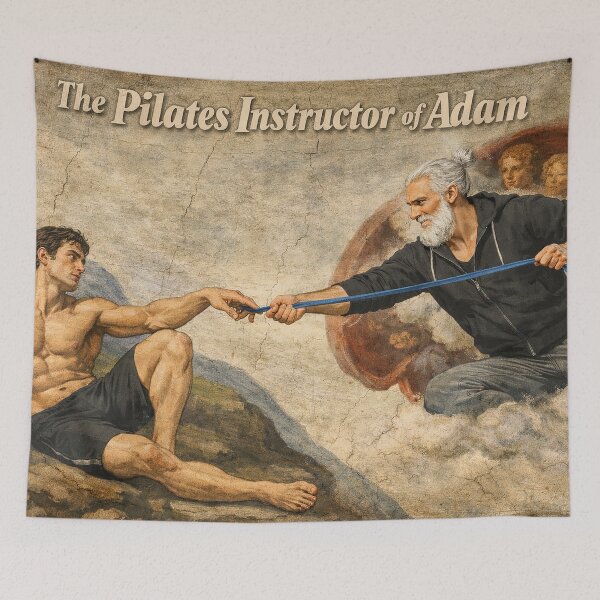 Item preview, The Pilates Instructor of Adam – Renaissance Art Parody designed and sold by DiamondSkyShirt.