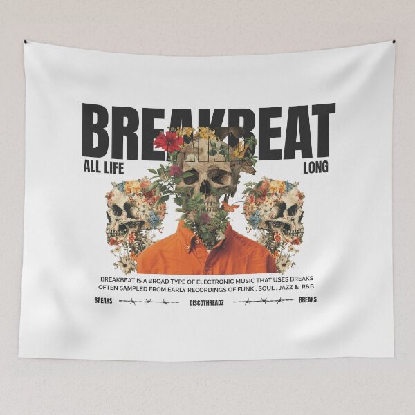 Item preview, BREAKBEAT - Skeletal Breaks (black)  designed and sold by Discothreadz.