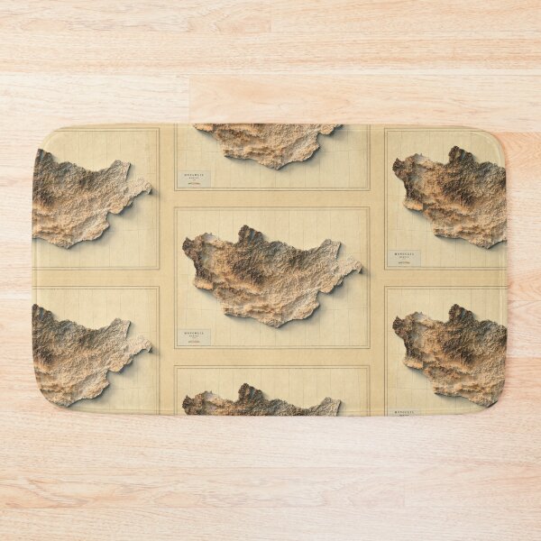 Item preview, 1962 Mongolia Shaded Relief Map 3D digitally rendered designed and sold by ThinkAboutMaps.