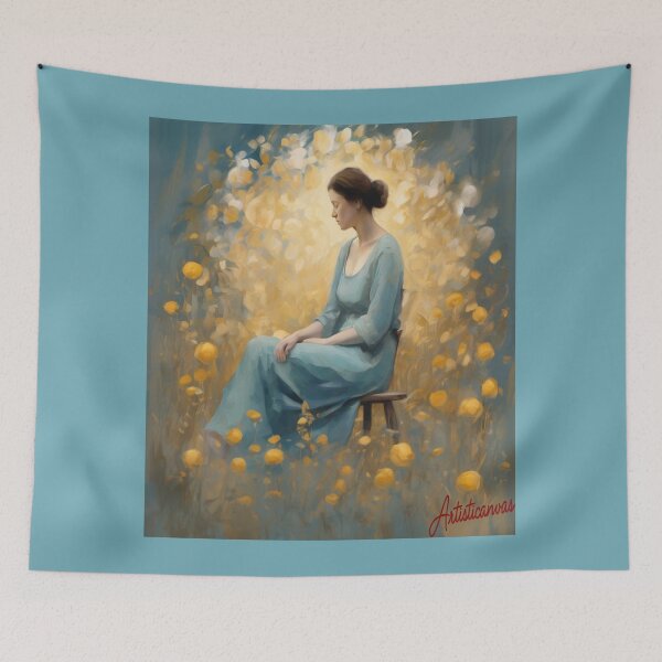 Item preview, Woman in Yellow Flowers Golden Light designed and sold by Artisticanvas.