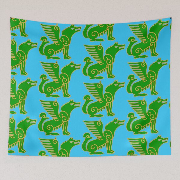 Item preview, Gokturk Mythical Flag Art | Historical Mongol, Turkic Turan Symbols designed and sold by Based History.